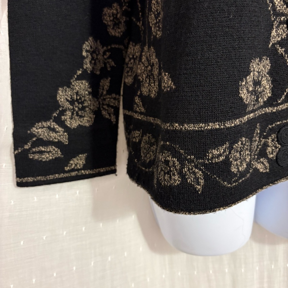 Talbots wool Cardigan Black & Golden Tan - Picture 11 of 13
